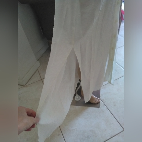 BNWT ZARA WHITE MAXI DRESS SZ. MED UNIQUE DRESS W/ BELT HIGH SLITS BEAUTY - Picture 8 of 14